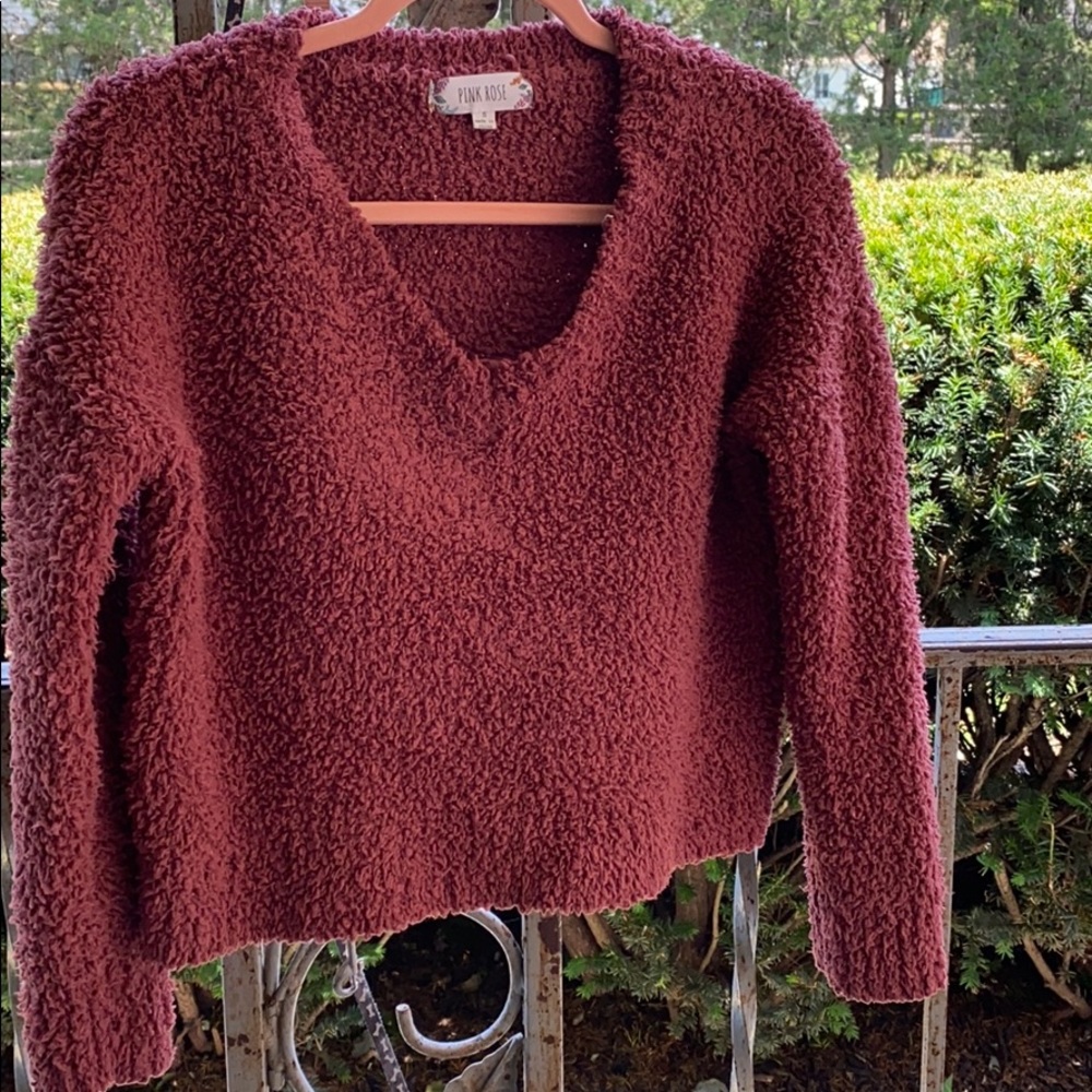 Pink rose size S fuzzy crop sweater